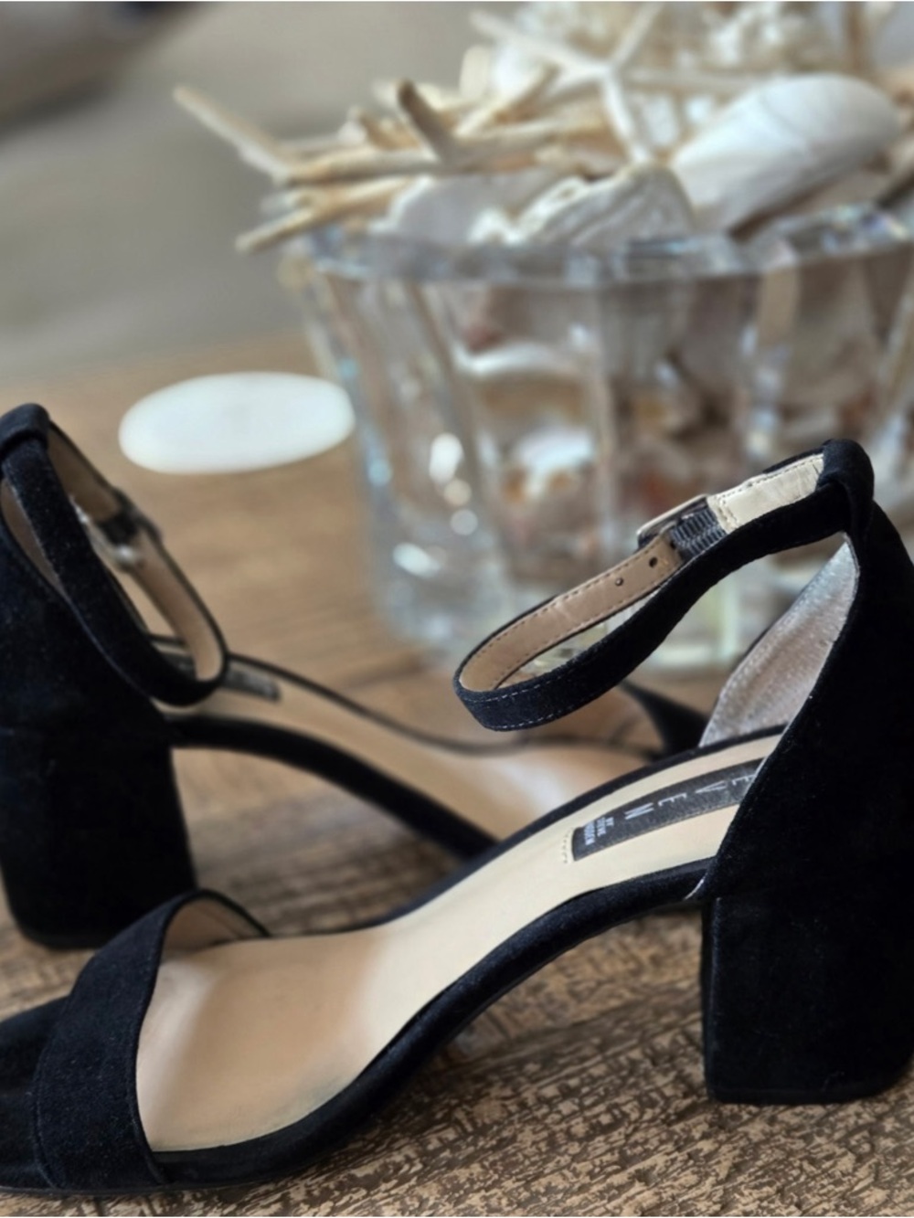 Steve Madden Black Suede Ankle-Strap Block Heels Size 8M